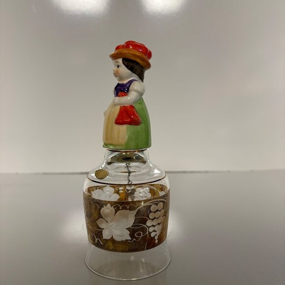 Western Germany Hand-Painted Porcelain Girl Glass Bell Gold Trim Grapevine VTG - Picture 7 of 10